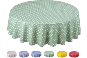 Home Direct Obrus ceratowy PVC okrągły 140 cm Mały groszek szałwiowy zielony