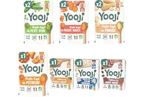 Yooji - 24 Repas Bio et MSC Pour Bébé dès 6 Mois - Purées de Légumes Lisses, Viandes françaises et Poissons pour la Diversification Alimentaire - 7 Variétés Prêtes à Cuisiner - Lot 10 Packs