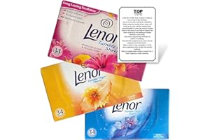 ''N/A'' Tumble Dryer Sheets Lenor Spring Awakening, Summer Breeze, Sparkling Bloom Poppy & Top Tips Guide (Pack of 3 plus Guide), 34 Count (Pack of 3)