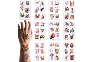 lasuroa 60pcs Tatouages Temporaires Animaux pour Enfants, Autocollants Imperméables à l'Eau Thème Animaux Décorations Bras et Épaules Cadeaux Fête d'Anniversaire pour Garçons et Filles