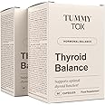 Thyroid Support Supplement, L tyrosine, Iodine, Selenium, Holy Basil, Schisandra, Zinc, Magnesium, 120 Capsules for Hormone Balance, Thyroid Balance by Tummy Tox