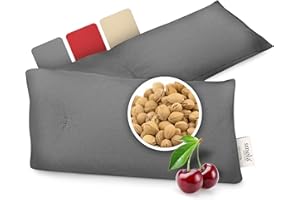 ‎SMØLA smøla Kirschkernkissen Nacken Schulter für Mikrowelle I Körnerkissen Lang 58x12cm I Wärmekissen 100% Baumwolle I 650g Kirschkerne I Natürliche Wärmflasche, Edelgrau