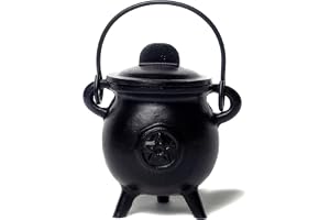 Berk Rökelseskål i gjutjärn häxkkanna - *Cauldron* - Witchcraft Pentagram rökelsekar