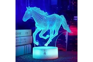 ‎OKIYID OkiyiD Pferd Geschenke für Mädchen, Pferd 3D Illusion Lampe Pferd Nachtlicht mit Fernbedienung + Touch 16 Farbwechsel + Timer Schreibtischlampen für Mädchen Zimmerdekor (Pferd 1)