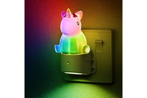LOHAS-LED Night Light, 3D Cute Night Light Plug in Wall, Dusk to Dawn Sensor, Color Changing RGB + Soft White 3000K, Nightlight for Hallway, Nursery, Bedroom