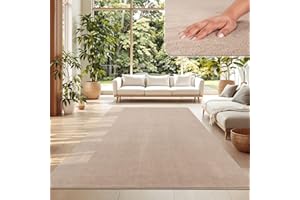 TT Home Tappeto Salotto Pelo Corto Monocolore Design Moderno Lavabile, Colore: Beige, Dimensione:160x220 cm