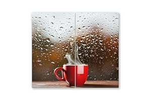 CANVASFLY 2x30x52cm - Herdabdeckplatte, Herdabdeckung für Glaskeramik-Kochfelder, Gehärtetes Glas, 60x52cm, mehrfarbig, Schneideplatte