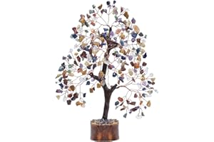 PYOR Chakra Tree Of Life - Crystal Money Tree - Gem Trees - Spiritual Crystals And Stones - Chakra Decor - Stone Bonsai Tree - Office Desk Decor - House Warming Gifts