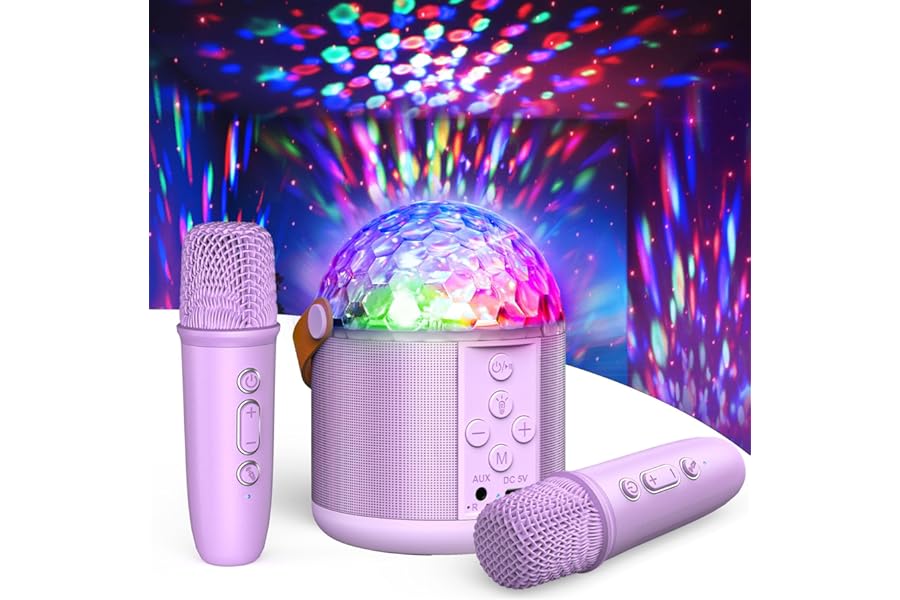 Dislocati Girls Birthday Presents, Mini Karaoke Machine 2 Microphones for Adults Kids Toys for 5-12 Year Old Girl Gifts Disco LED Lights for Travel 18th Birthday Gifts for Girl Family Home Party