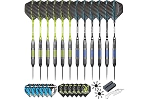 MageRabbit Steel Tip Darts Set, 12Pcs Metal Darts, 23 Grams, Steel Darts, 12pcs dart Shafts, Extra 24pcs Dart Flights, Dart Tools,Dart Accessories, Dart Steel Tip Set