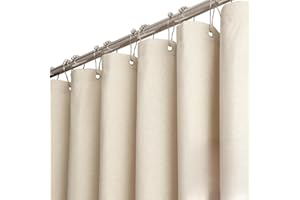 Neuytiky Cortina de Ducha de 180 x 200 cm, Tela de Lino sintético, Baño Impermeable Cortinas Baño, Cortina de baño de Tejido Lavable antimoho con 12 Anillas, Cortina para bañera y Ducha