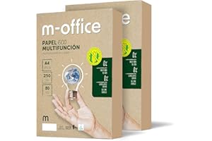 Papier z recyklingu, DIN A4, 80 g, papier do kopiarek i drukarek, 2 opakowania po 250 arkuszy A4, 100% papier z recyklingu, m-office (500 arkuszy)
