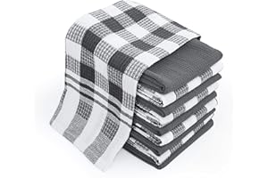 Chef Pomodoro Paños de Cocina Gofre - Paquete de 10 - Trapos Cocina Algodón 100%, Bayetas de 38 cm x 63 cm - Trapos de Cocina para Secar - Textiles de Cocina (Pack de 10, Gris)