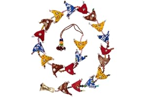 Paper High Campana de pájaro Tota | Decoración Colgante Tradicional India | Hecho a Mano | Tela reciclada | Decoraciones de Dormitorio | Decoración del hogar (20-Bird)