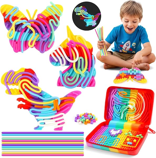 JONRRYIN Sensorik Activity Board, Silicon Sensory Fidget Toys, Doppelseitiges Spielzeug zur ADHD Autismus Stress Anxiety, Sensory Spiele mit Reisetasche & 20 Leuchtstäben für Kinder ab 3 & Erwachsene - 1