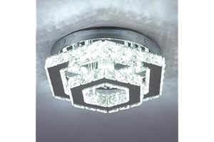 CXGLEAMING LED Nowoczesne kryształowe lampy sufitowe żyrandol półwpuszczany sześciokątny zawieszenie oprawa sufitowa LED lampa sufitowa do salonu, sypialni, łazienki, korytarza, (zimna biel)