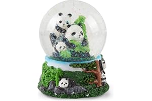 Elanze Designs Playful Panda Bears Magical Tabletop Dresser Nightstand Figurine Decoration 100MM Sturdy Glitter Water Wind Up Musical Snow Globe Plays Tune Born Free
