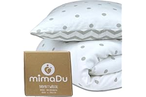 mimaDu Funda nórdica para bebé 80x80cm + Funda de Almohada 35x40 cm, Juego de Ropa de Cama para Cuna o capazo, Funda 80x80cm, 100% algodón Oeko-Tex, súper Suave (Gris Zigzag, 80 x 80 + 35 x 40 cm)