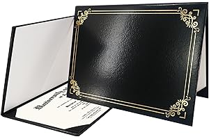 GraduationMall Diploma Cover Certificate Holder with Gold Foil Border for A4 Award Paper Classic Smooth Black