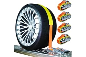 INDUSTRIE PLANET 4 x 5000 kg 50 mm Sangles de Serrage pour Transport de Voiture Sangle a Cliquet Voiture Sangle de Roue Sangle Pneu 2,50m