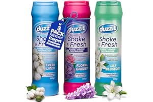 Duzzit Shake & Fresh Carpet Freshener Deodoriser, Fresh Linen Scent (FREYPAC Bundle of 3) (Lily)