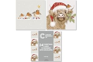 Cancer Research UK Box of 24 Charity Christmas Cards - 2 Designs - Ralph & Clover Duo