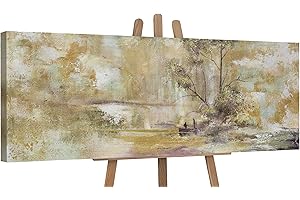 YS-Art Gemälde Handgemalt “Entspannung“ | Acrylbilder auf Leinwand Wohndecor | Wand Gemälde mit Rahmen | Acrylbild XXL Groß Schlafzimmer Wohnzimmer Küche Kinderzimmer Büro Ölbild