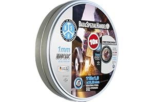BSH® Dischi da taglio in acciaio inox - metallo, 115 x 1,0 mm, Made in Germany, confezione da 10 in scatola richiudibile