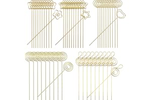 Woohome 50 PCS Mémo Clip en Métal 5 Formes Porte Mémo Clip Carte Photo Note Clips pour Décor de Gâteau de Mariage, Anniversaire, Fête Prénatale