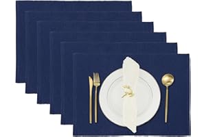 RAJRANG BRINGING RAJASTHAN TO YOU Navy Blau Tischsets für Küche Speisetisch 6er-Set Elegante Baumwolle Abwaschbar Platzdeckchen 49 X 33 cm