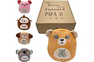 PELUCHILANDIA Regalos Originales para Amigas Especiales - Oso Peluche Cojín con Frases Motivadoras