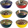 Henten Home Soup Bowl, Set of 6 Bowls, Ceramic Bowl - 10 OZ, Dessert Bowl for Muesli, Salad, Soup, Cornflakes, Breakfast, Bohemian Style Table Service - Multi-Coloured