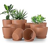 Utopia Home Lot De 10 Pots De Fleurs Avec Soucoupe - 18/17/15/13/12 Cm - Noir Pour Intérieur/Balcon