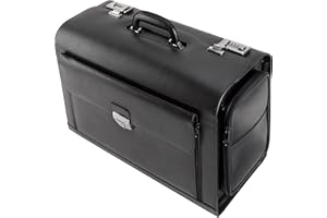 Alassio 45057 - kuferek na piloty VERONA, z wysokiej jakości skóry, ok. 49 x 35 x 24 cm, czarny