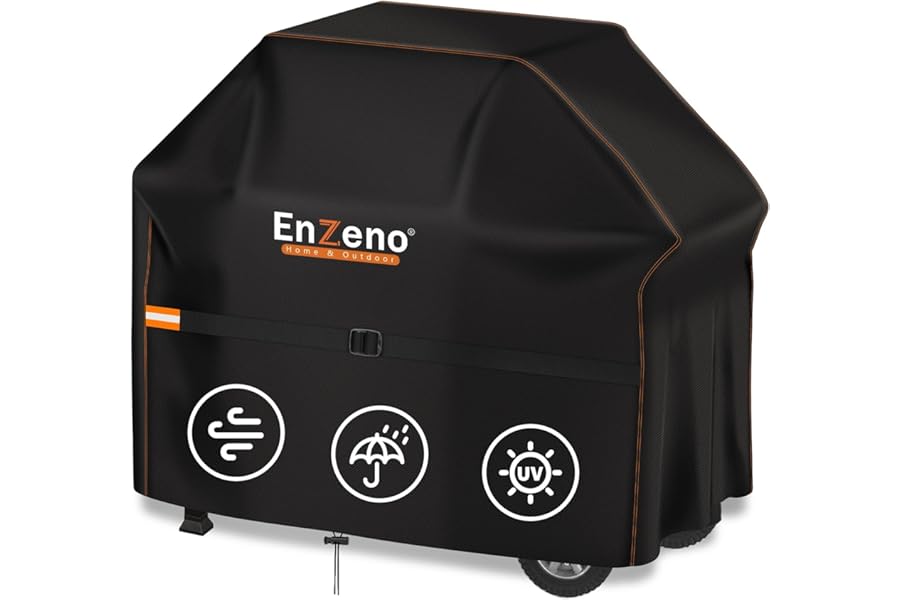 Enzeno BBQ Cover Waterproof,145x61x120cm Barbecue Covers,Gas Grill Cover 210D Oxford Fabric,Outdoor Barbeque Cover for Weber,Char Broil,Brinkmann,Outback Barbecues dustproof& UV