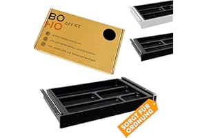 boho office® Schublade „Basic“, Stiftablage, Organizer fürs Büro, Unterbauschublade, Utensilien-Auszug, schwarz, 40,5 x 24,9 cm zur Befestigung unterhalb der Schreibtischplatte mit praktischem Einsatz