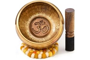 ‎AUMONDO XXL Klangschale 800g - 15cm. Große Tibetische Klangschalen Set mit Klöppel und Klangschalenkissen in Loktapapier Geschenk-Box. Singing Bowl aus Tibet