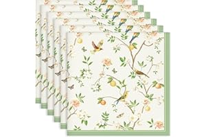 Arquiel Servilletas De Pájaros Rama Tela De Cocina, Servilletas De 6 De Tela 100% Algodón Suaves Cómodas Lavables Reutilizables Servilletas De Mesa para Cenas Familiares, Cócteles, Bodas