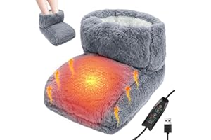 YIROCHAN Calentadores de pies con calefacción, calentador de pies con USB peludo con ajustes de temporizador y temperatura ajustable, calentador eléctrico de pies para mujeres y hombres, invierno, hogar