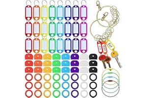 Daily Treasures 78 Stk Schlüssel Kappen Set, 48 Stk Schlüssel Kappen & 24 Stk Schlüssel Etikette & 6 Schlüsselanhänger, 8 Farben Gummi Schlüssel Kappen, Schlüssel Markierung in 2 Formen
