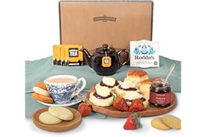 THE CORNISH HAMPER STORE Cornish Afternoon Tea Hamper for 2 | Luxury Tea Set with Scones, Jam & Clotted Cream | Food Hamper Gifts for Women & Men, Christmas, Birthday, Thank You, Anniversary
