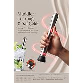 Transformacion Kokteyl Ezici Tokmak - 22 cm Tırtıklı Başlık Mojito Meyve ve Buz Ezme Barmen Muddler Tokmağı Profesyonel 304 S