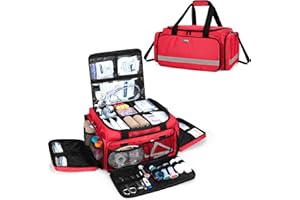 Trunab Sac de Premier Secours Vide Rouge, Sac Secours Médical d'urgence Professionnel Grande Capacité avec Planche Division Intérieur et Fond Antidérapant,Convient à Infirmière, Domicile, EMT, EMS