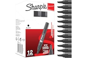 Sharpie W10 Pennarelli indelebili | punta a scalpello | nero | scatola da 12