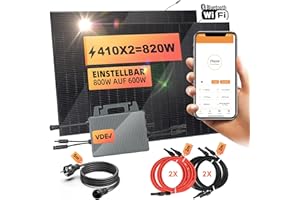 AIR SWIMMERS Panneau Solaire Plug and Play 800W, Panneau Solaire 1000w Complet, Kit Solaire Autoconsommation, Panneau Solaire 405W X2, Onduleur 600/800W X1, Câble de 5M X1, Surveillance WIFI.