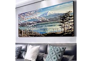 Instarry DIY Diamond Painting Kit 5D Quadri Grandi Dimensioni Fiori di Ciliegio e Monte Fuji Disegni con Diamantini Artigianato per Decorazioni Murali 150x60 cm