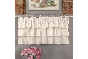 AT17 Mantovana Shabby Chic con Balze Etoile Basic Collection 140 x 60 cm Colore Avorio Chiaro