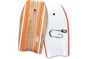 THURSO SURF Quill 42'' Bodyboard Lightweight Durable EPS Core IXPE Deck HDPE Slick Bottom FRP Stringer Crescent Tail Dual Channel Plastic Mesh with Double Swivel Coiled Wrist Leash (Tangerine)