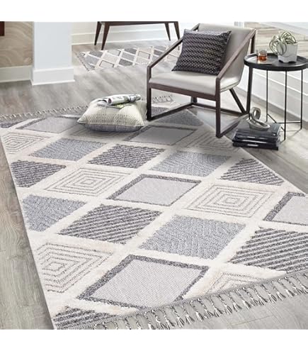 carpet city Tapijtloper/vloerkleed voor hal - 80 x 300 cm - boho-stijl etno crème Multi - cut-loop hoog-diep, 3D-effect - Shaggy tapijt, wollig, zacht, voor slaapkamer en bed