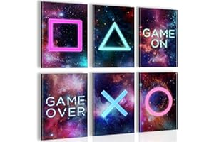 NOVART Cuadros Decorativos Consola De Juego - KOMPLETT AUFHÄNGFERTIG - Decoración con estilo - 6 Partes Set - N021464a